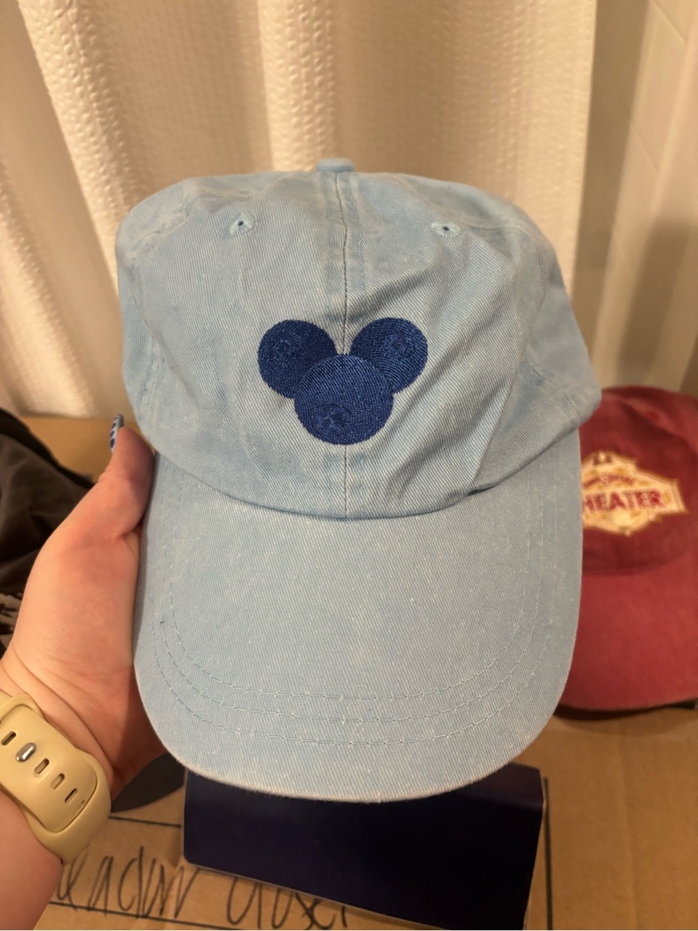 Light Blue Baseball Cap with Mickey Mouse Blueberries